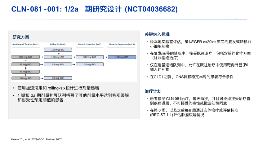 2022 ASCO】程颖教授：CLN-081更新数据稳中有进，EGFR ex20ins突变 